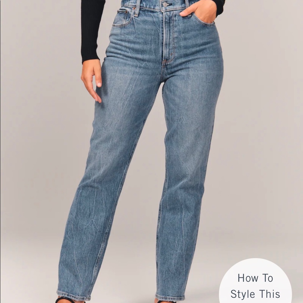 Abercrombie and Fitch Curve Love 90s High Rise Straight Leg Jeans